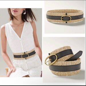 NWOT WHBM WIDE STRAW LEATHER BELT MEDIUM
White House Black Market